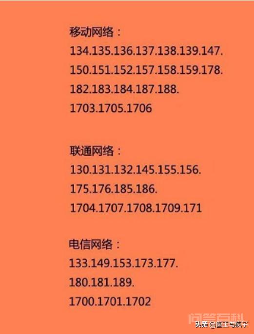 移动,联通,电信号码段分别是哪些?