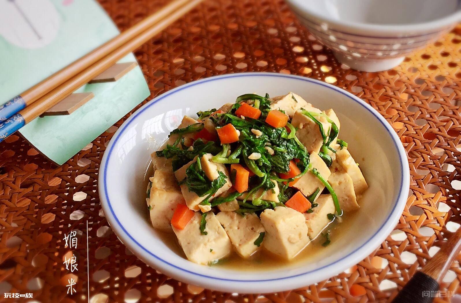 初春荠菜二 -荠菜烧豆腐-图片1