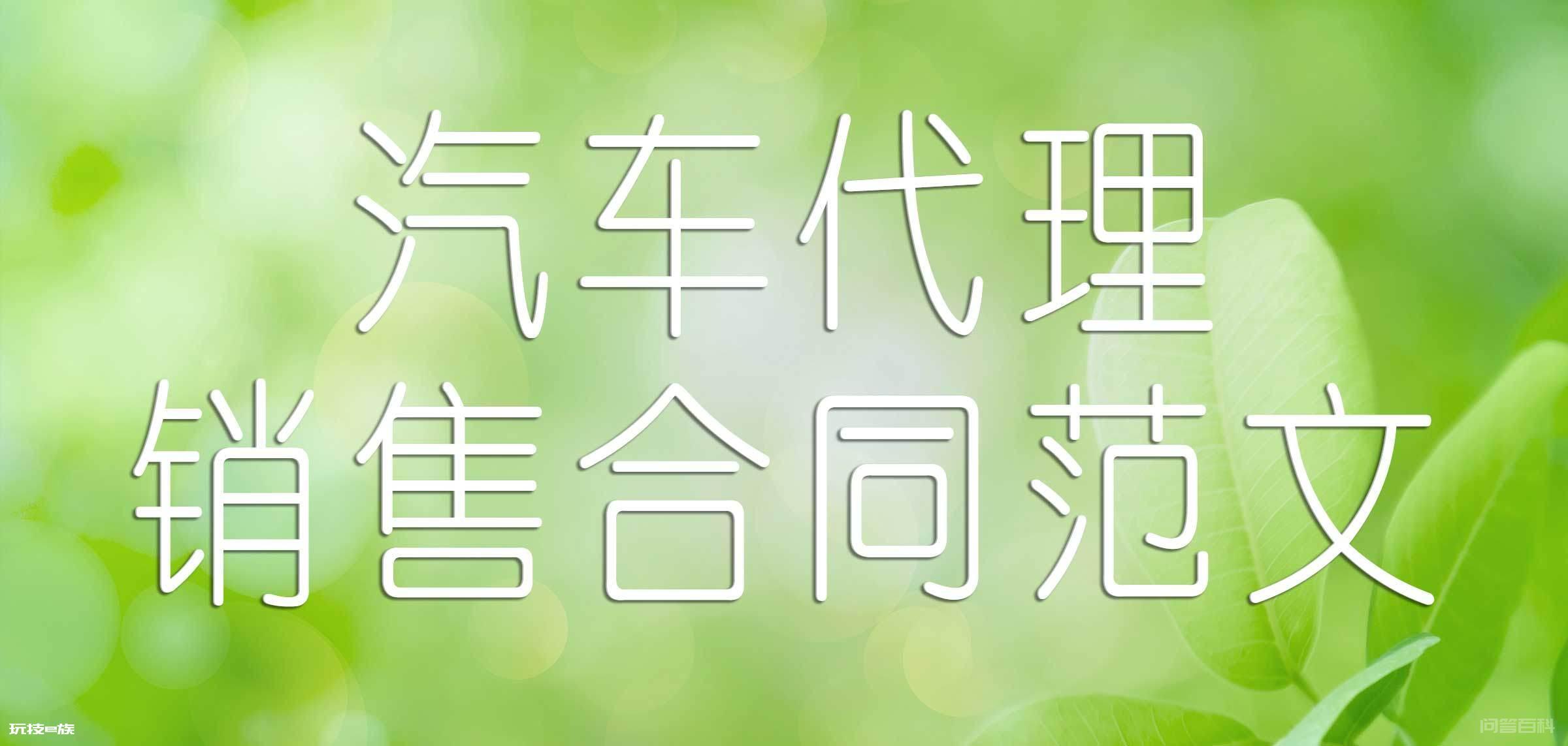 汽车经销代理销售合同范本模板