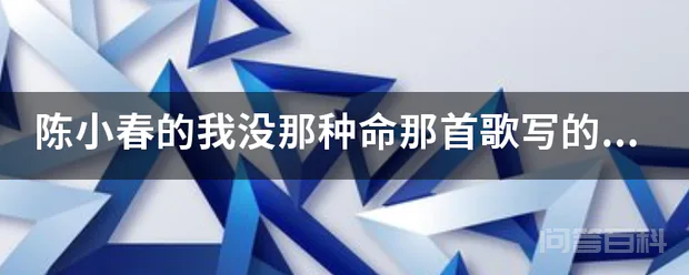 陈小春的我没那种命那首歌写的是什么意思,有没有真正懂的。-图片1