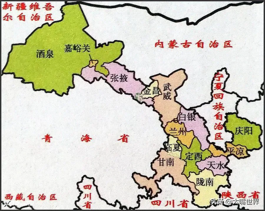 甘肃有多大面积(45.44万平方公里甘肃地图像一只哑铃)-图片2