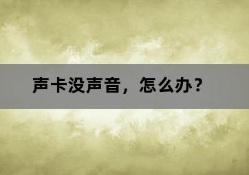 声卡没声音,怎么办? 声卡没声音,怎么办?-图片2