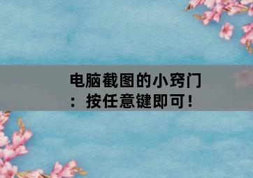电脑截图的小窍门:按任意键即可! 电脑截图的小窍门:按任意键即可!-图片2