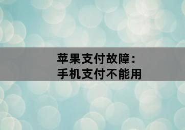 苹果支付故障:手机支付不能用 苹果支付故障:手机支付不能用-图片2