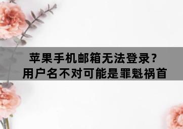 苹果手机邮箱无法登录?用户名不对可能是罪魁祸首 苹果手机邮箱无法登录?用户名不对可能是罪魁祸首-图片2
